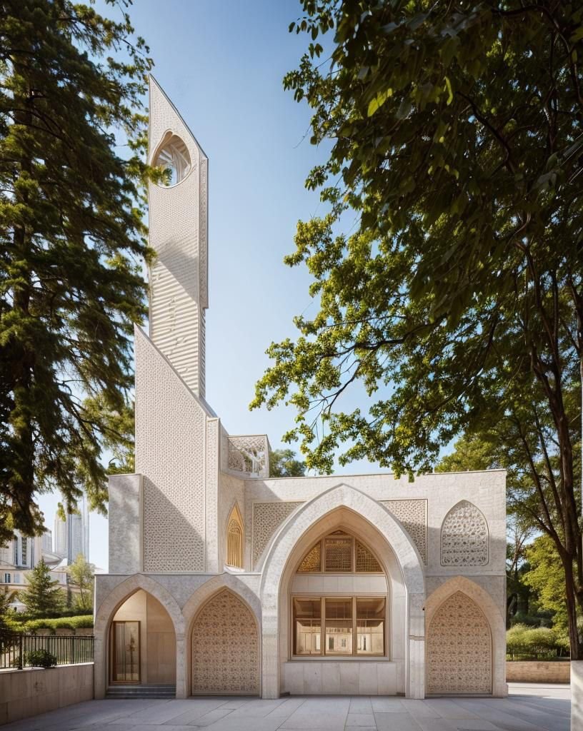 Mosque architectural design visualization